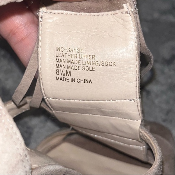 INC Sayge Beige Suede Fringe Heels - Picture 7 of 9